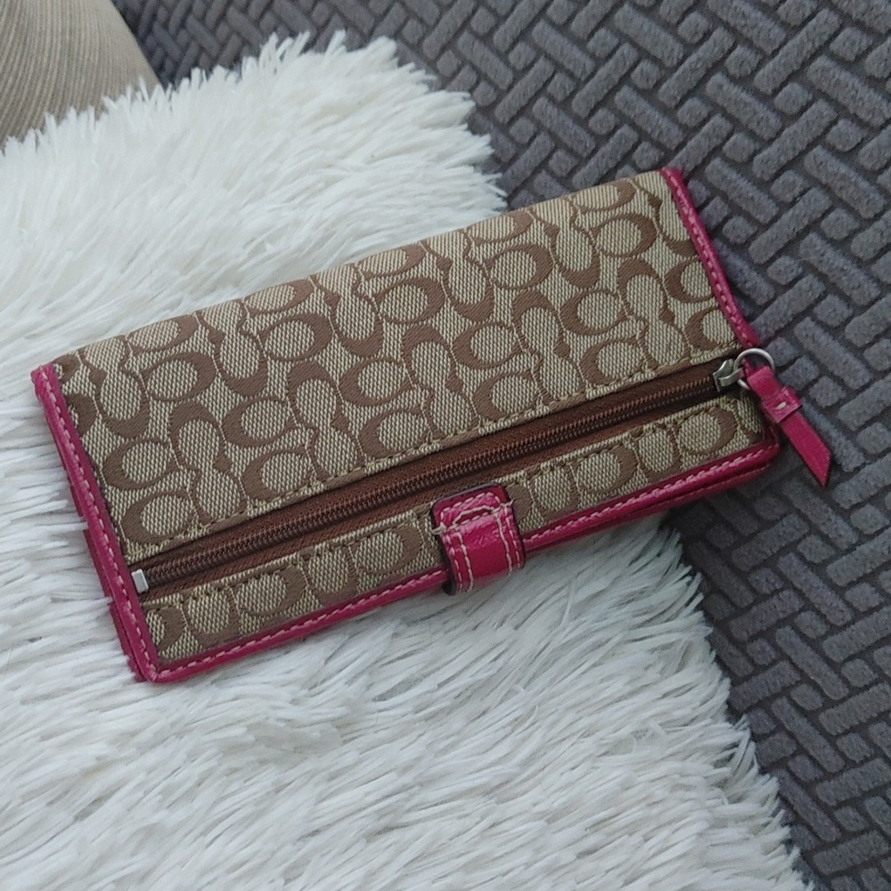 Coach Watermelon Snap Monogram Wallet Scribble F47664 Gem